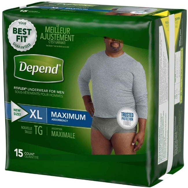 Depend Fit-Flex Underwear for Men, Adult, Male, Pull-on with Tear