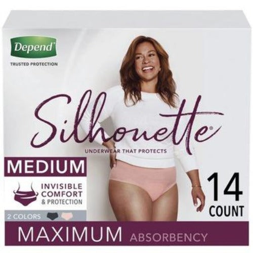 Depend Silhouette Underwear for Women Maximum Absorbency Economy Plus Pack,  Large/X-Large, 52 Count : : Health & Personal Care