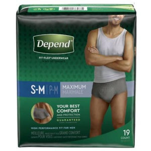 Depend Fit-Flex Underwear For Men Maximum Absorbency Size S/M 19 Count New!
